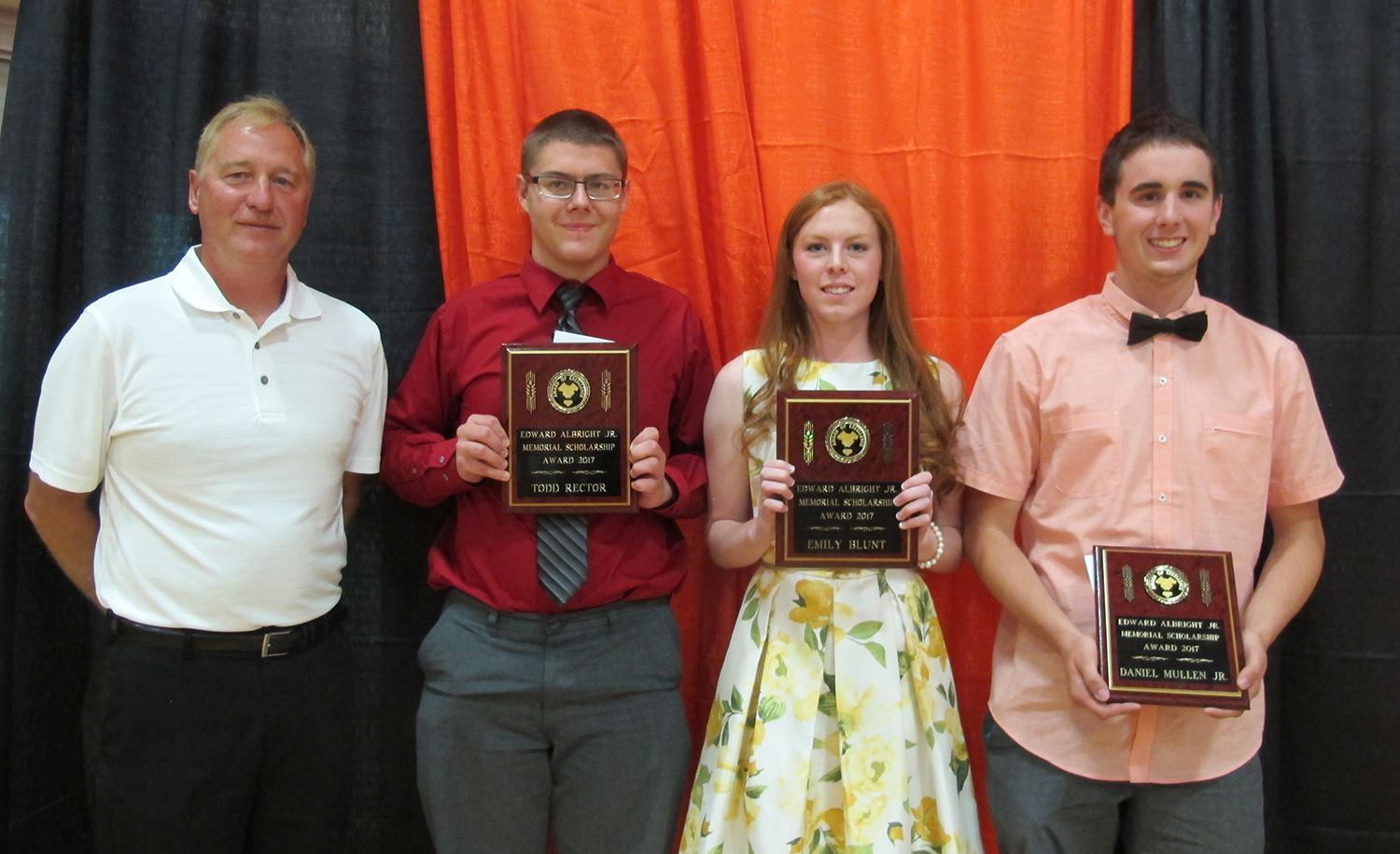 Edward Albright Memorial Award: Female: Emily Blunt. Males: Todd Rector (left center), and Daniel Mullen. Presented by: Edward Albright Memorial Award: Female: Emily Blunt. Males: Todd Rector (left center), and Daniel Mullen. Presented by: